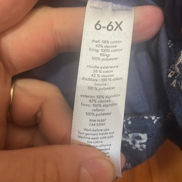 Oshkosh B’Gosh Flower Quilt Jacket Blue 6/6X - Picture 3 of 6